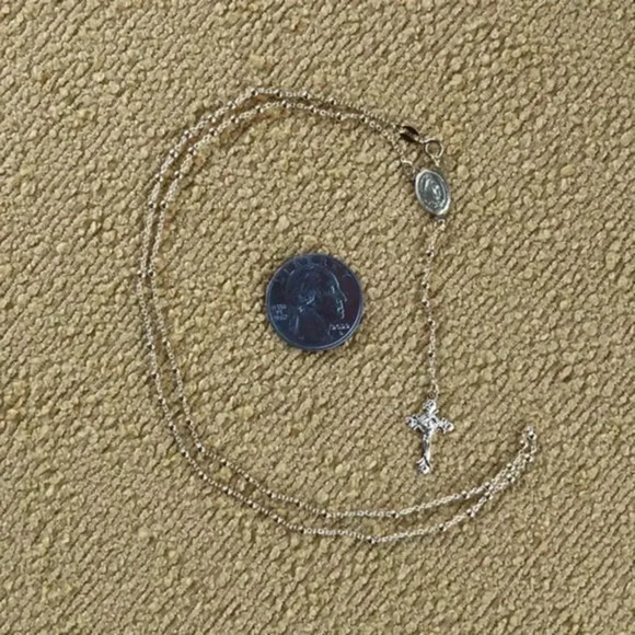 Cross Christ Rosary Catholic 18k Gold Plated Solid 925 Sterling Silver New NWT - Picture 4 of 6